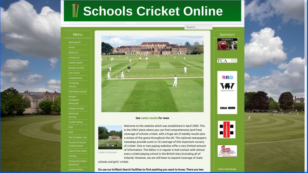 Recent Projects: Schools Cricket Online